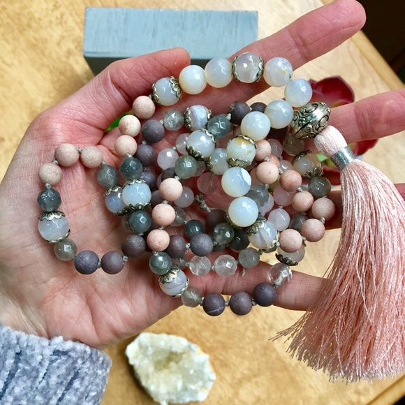 Handmade 108 Bead Tassel Mala Necklace, Crystals - Picture 2 of 8